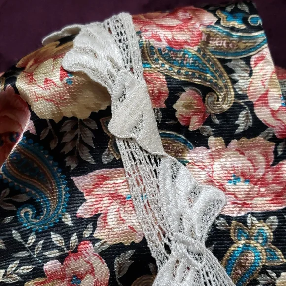 RARE!! Vintage Floral & Lace Peplum V Neck Pencil Skirt Formal Mini Midi Dress - Picture 7 of 11